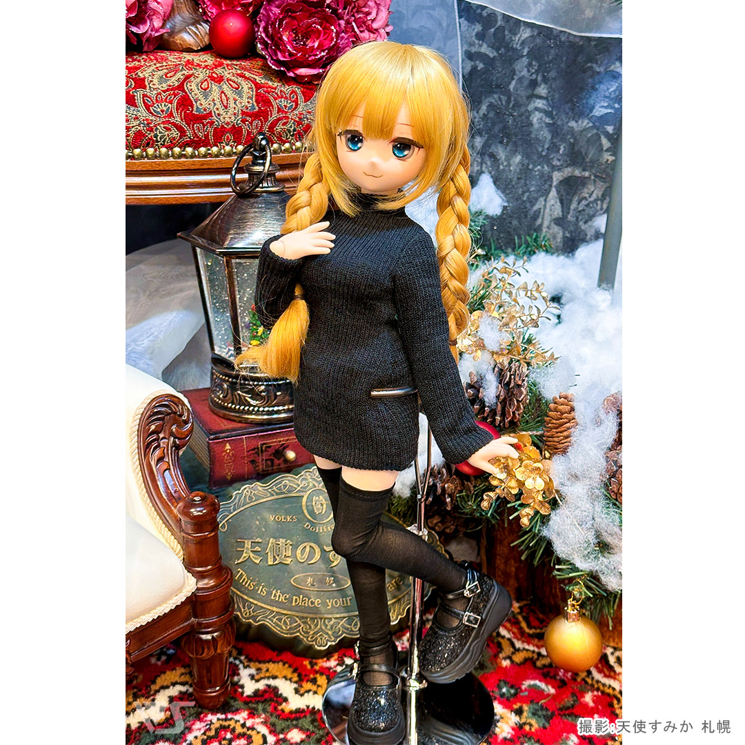 ハイネックリブニットワンピース（黒）・ミニ | ボークス公式