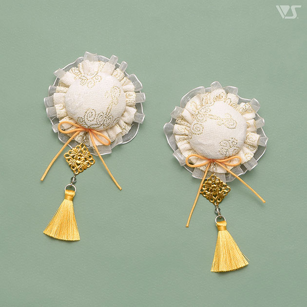 お団子ヘアクリップ（白×金）