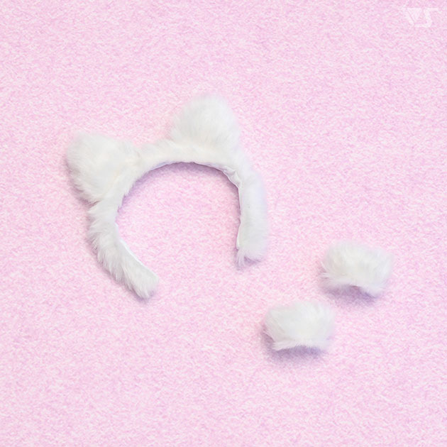 ねこみみカチューシャ&カフスセット（白）